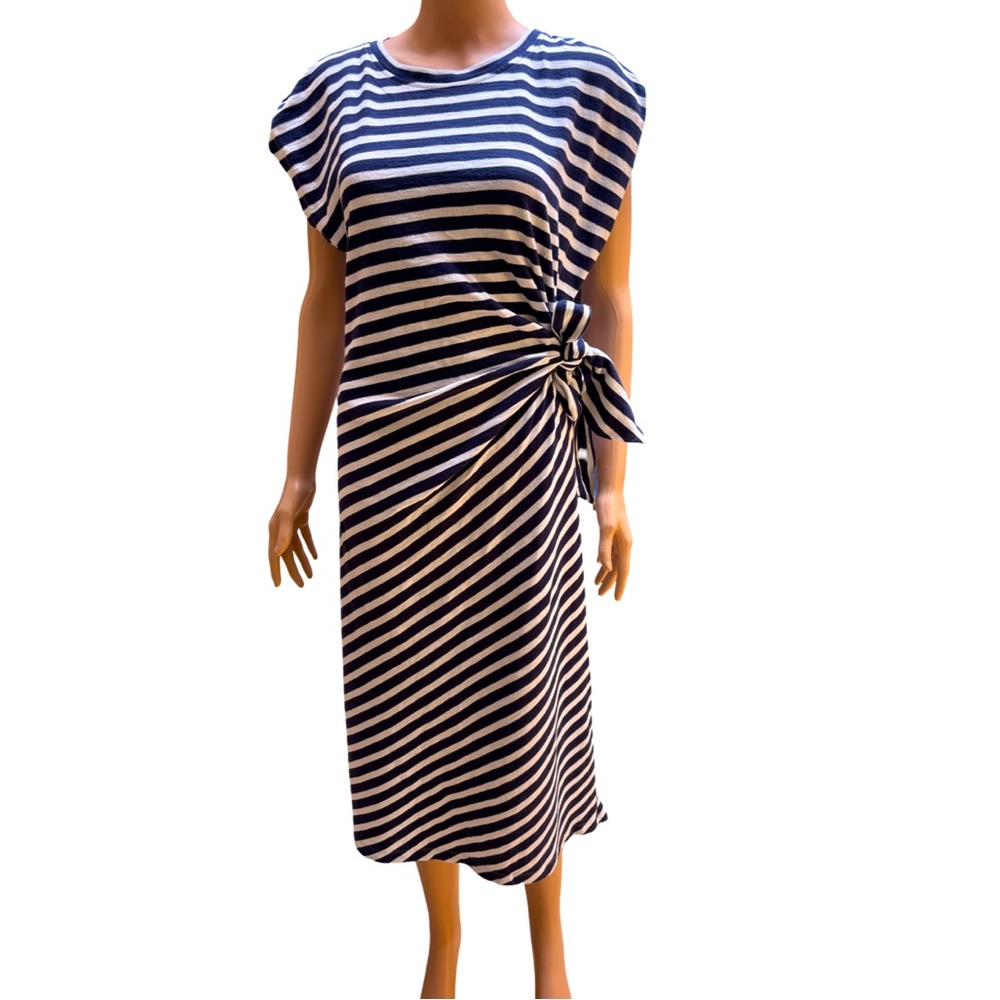 Loft Striped Cotton Sleeveless Midi Dress Large Petite